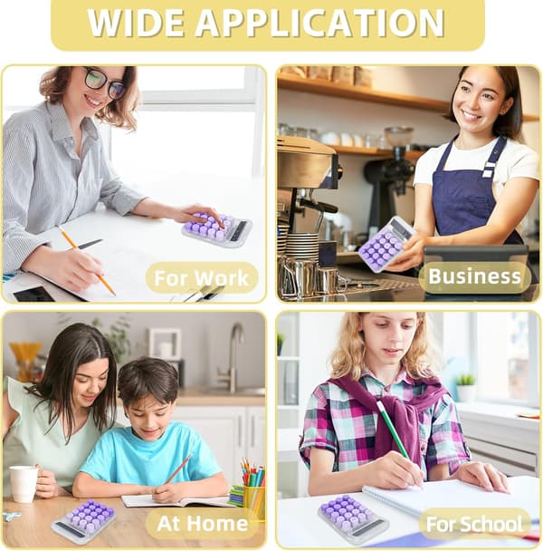 Skrivebordslommeregner, mekanisk LCD-display, store knapper 10 cifre (lilla)