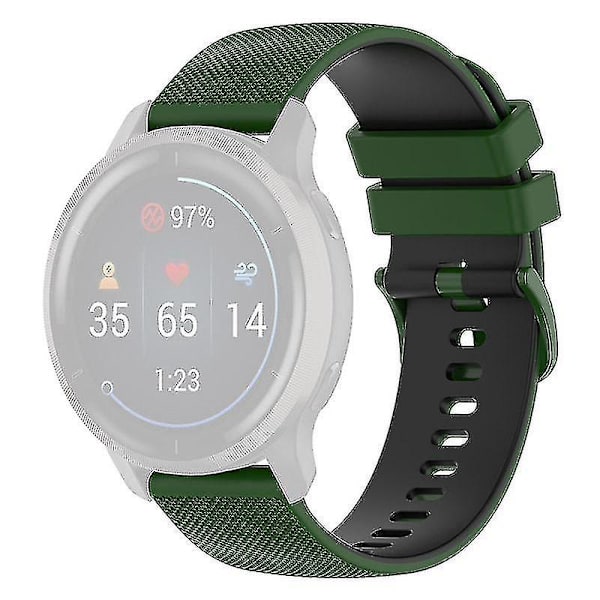 För Garmin Venu2 Plus/Venu Sq/Vivomove Grid Textur Silikon Armband 20mm Tvåfärgad Rem Army Green Black G Garmin Venu 2 Plus