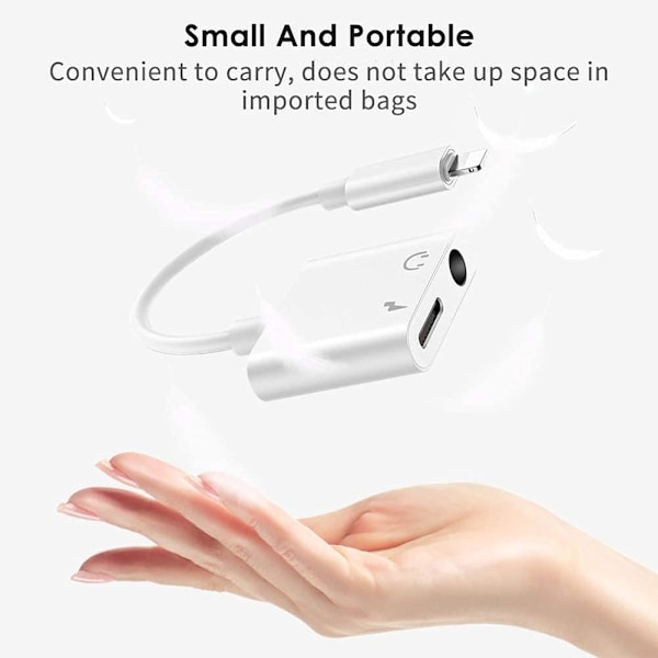 Iphone hodetelefonadapter 2 i 1 Lightning til 3,5 mm