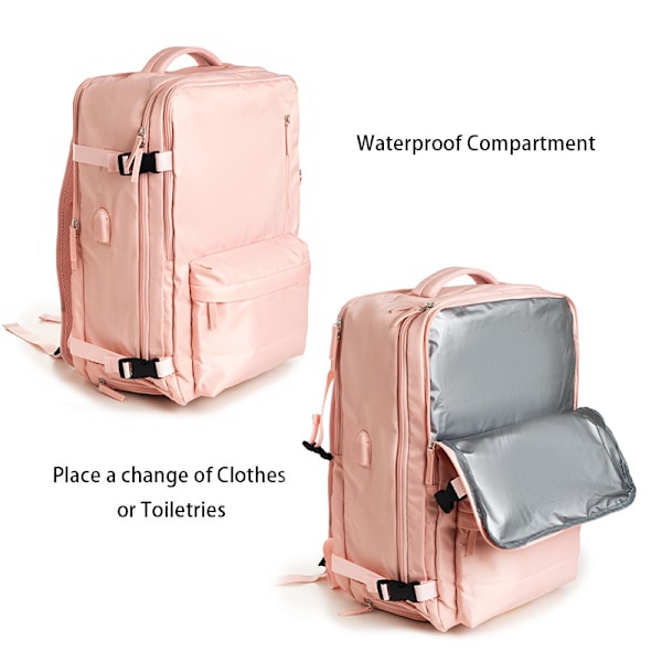 Handbagage Ryggsäck 42*32*20Cm Vattentät Ryggsäck, Fortravel Vandring Casual Dagryggsäck Svart