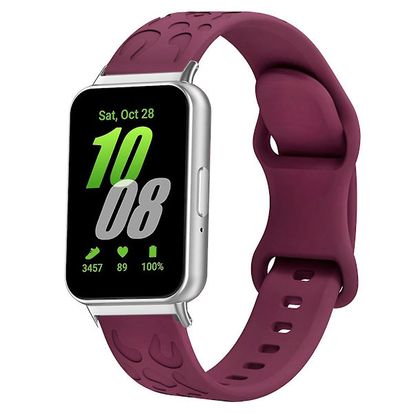 Til Samsung Galaxy Fit silikone urrem leopard printet udskiftningsurrem Wine Red