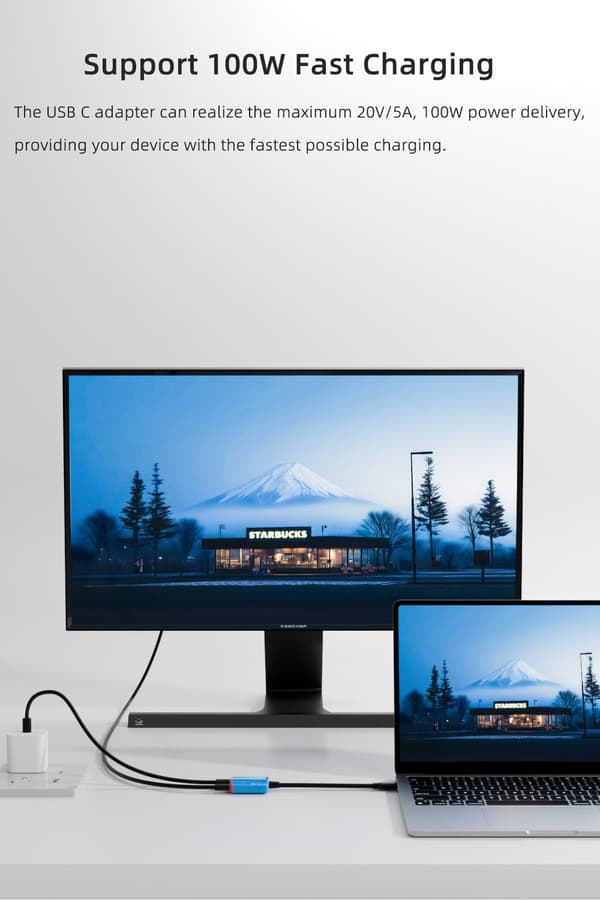 USB-C till AR-glasögon laddningsadapter, stöder 100W PD snabbladdning och 8K@60Hz utgång White