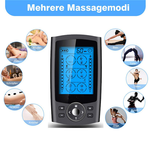 24-Modes Ab Kanal Puls Muskelstimulator 24 Mode Sort