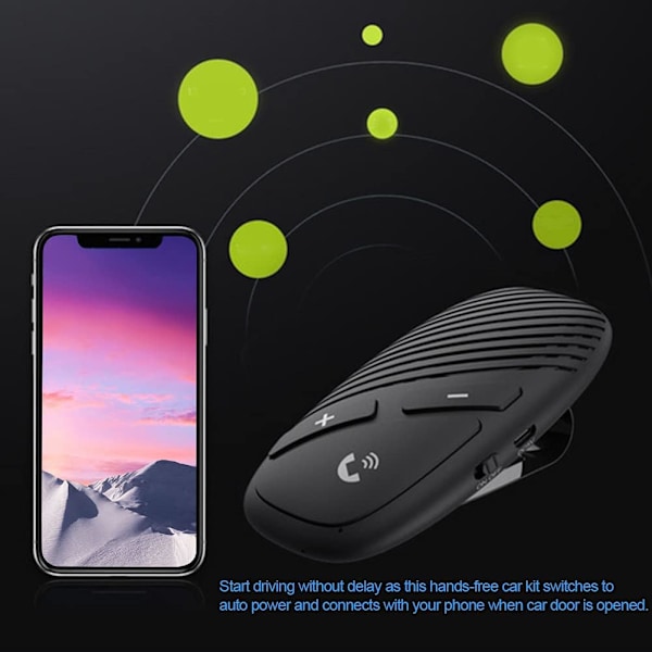 Bilhögtalartelefon, Bluetooth 5.0, Bluetooth-högtalartelefon med brusreducering och visirklämma