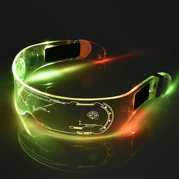 Halloween Led Glow Glasögon - Neon Goggles - Cyberpunk Led Visir Futuristiskt Elektroniskt Visir För Fest Disco DJ Musik Konsert Live