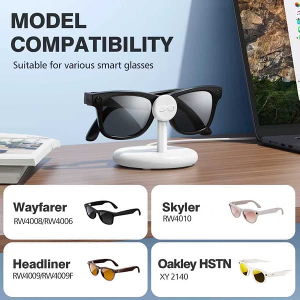 Opladerdock til Wayfarer/Headliner/Skyler/Oakley.meta Smart Glasses (kompatibel) White