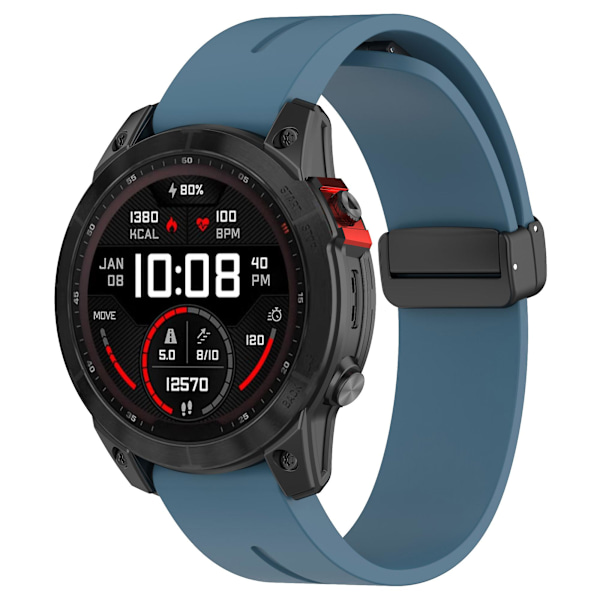 Svart spenne 22mm silikonrem klokkestropp for Garmin Fenix 7/forerunner 965/955/945/935 Blue