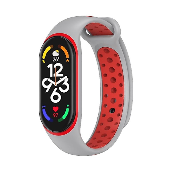 Silikoniranneke Xiaomi Mi Band 7:lle Grey Red