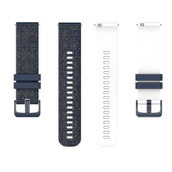För Garmin Venu2 Plus/Venu Sq/Vivomove Grid Textur Silikonklockarmband 20mm Tvåfärgat Armband Navy Blue White B Garmin Venu 2 Plus