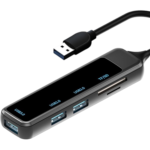 Usb-keskitin, moniporttisovitin, 5 in 1 Usb Tf/Sd -sovitin, musta