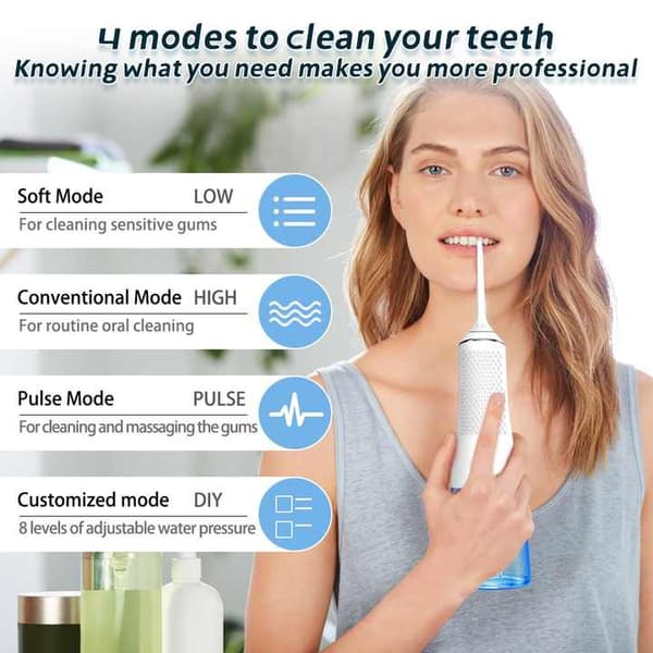 Oral Irrigator - 6 dyser 4 motoriserte spylemoduser 300 ml