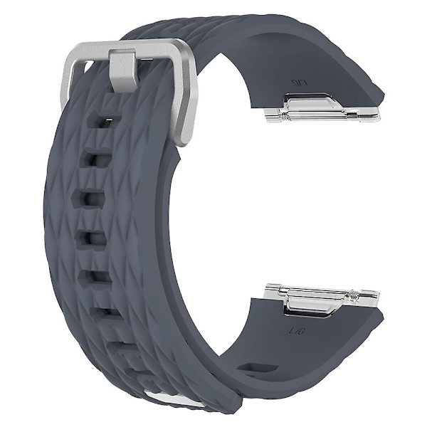 For Fitbit Ionic Dragon Scale Texture Silicone Watch Band with Buckle, Size:S(White) S Blue Grey