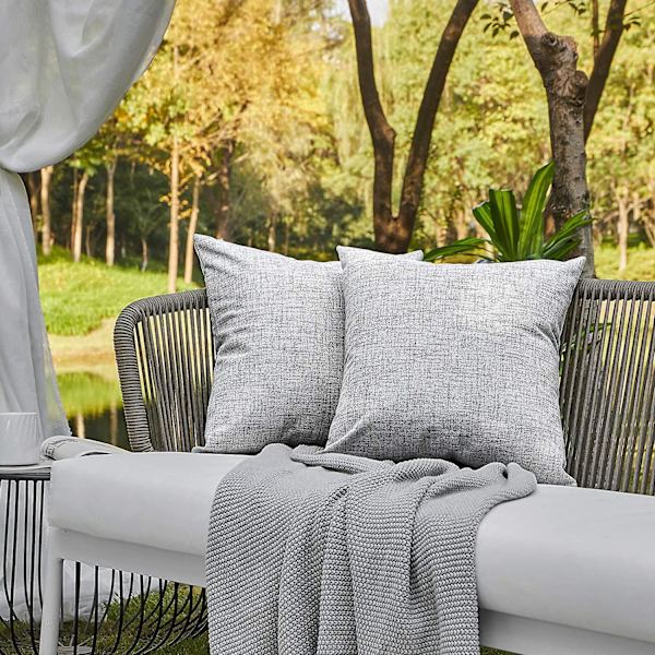 Utomhuskuddar för utemöbler Vattentäta kuddfodral Fyrkantiga Trädgårdskudde Bondgård Linne Sängkuddsöverdrag Skal för uteplats Tält Soffa 18x1 Grey 18 * 18 Inch