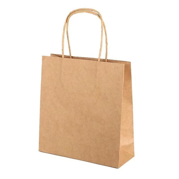100 stk Kraftpapirpose Håndtak Shopping Gjenbrukbare Gavevarer Bærevesker M