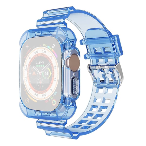 Håndledsremme til Apple Watch Ultra 49mm To Rækker Huller TPU Smart Watch Band Udskiftning Håndledsrem I Transparent, Transparent Blue E Apple Watch Ultra 49mm