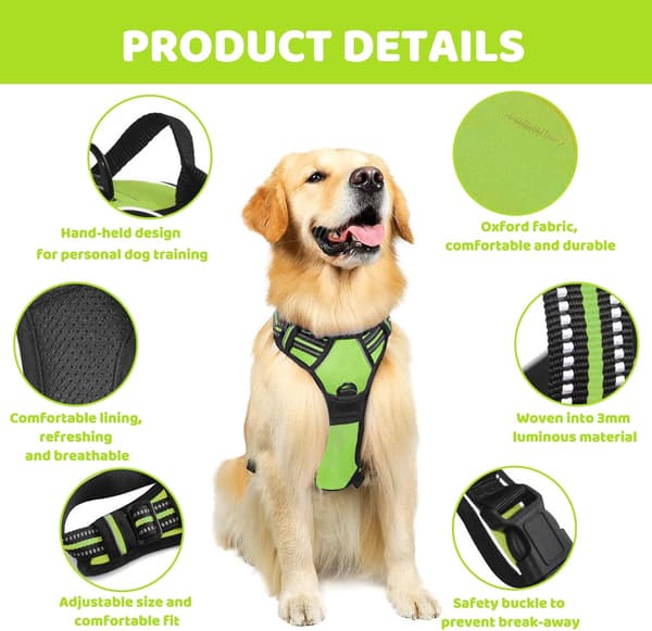 Hundesele, \"No-Pull\" med snor, M størrelse til 7,5 - 17,5 kg (blå)