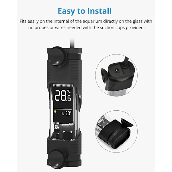 Digital akvariumtermometer med avkänningssond, 0c-40c temperaturakvarium vattentät termometer, 5v Scrollsqy