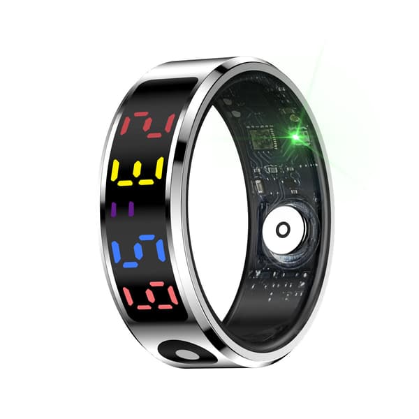 Smart Ring R12 (Jring), sølv med hjertefrekvens, oksygen i blodet, søvnhelseovervåking (8#)
