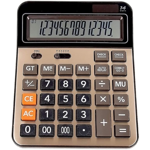 Solar Battery Desktop Calculator Stor dobbel drevet profesjonell kalkulator