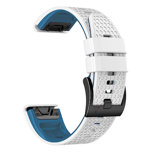 Pistepisteinen silikoniranneke Garmin Tactix 7 Prolle / Fenix 7x:lle / 6x Prolle / 5x Plus:lle, 26 mm:n kaksiväriranneke White Blue