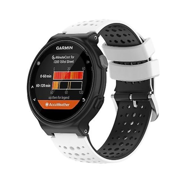 For Garmin Forerunner 220 Silicone Sports To-farget klokkebånd BHC White-Black