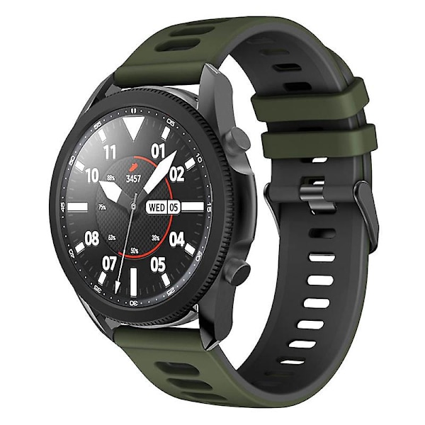 22mm tvåfärgat silikonarmband för Samsung Galaxy Watch3 45mm / Garmin Venu 3 Army Green Black