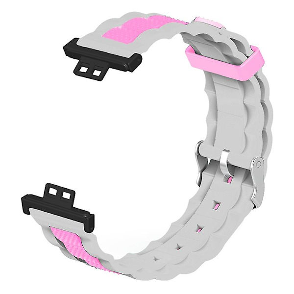 Kaksiväriset aaltoilevat silikonirannekkeet Huawei Watch Fit / Watch Fit Special Edition -älykelloille Grey Pink