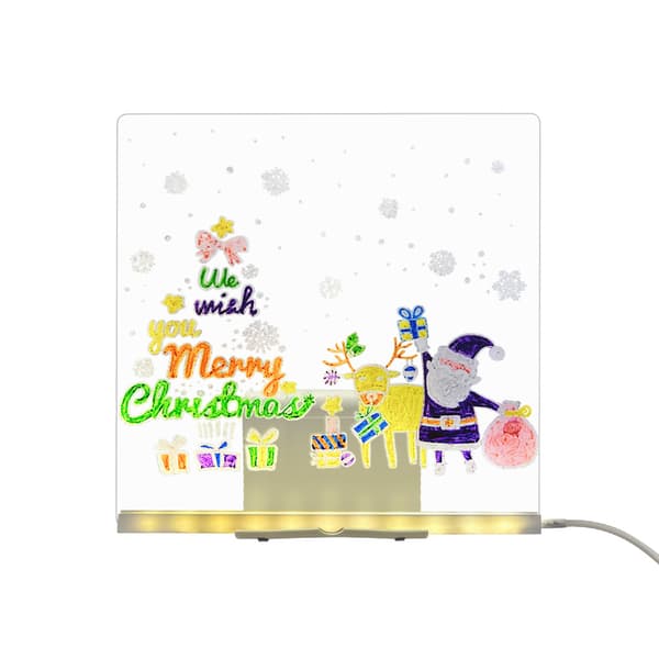 Led Note Board, 4.7×4.7In With 7 Markers Led Drawing Board For Kids Led