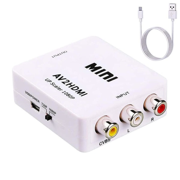 Rca till hdmi 1080p av till hdmi videokonverterare Mini Rca komposit Cvbs-adapter White