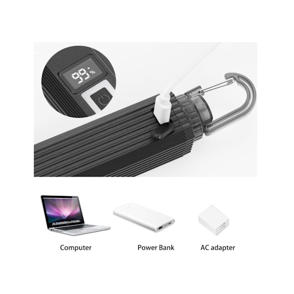 Högintensiv LED-pannlampa med sensor, uppladdningsbar via USB, zoom, vattentät W678 Svart