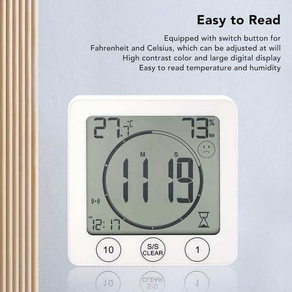 Digital duschklocka, pekskärmstimer, temperaturfuktighet (1-pack) 1pack