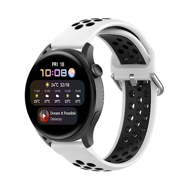 Kaksivärisellä metallilukolla varustettu säädettävä silikoniranneke 22 mm Huawei Watch 3/Watch 3 Pro -kellolle Multicolor C