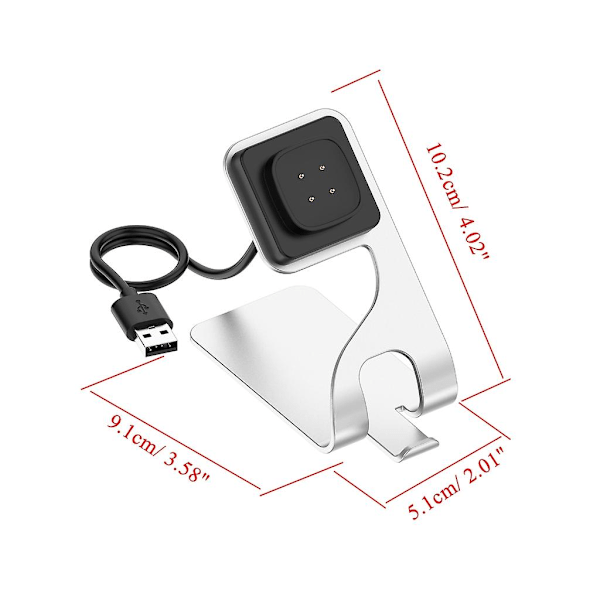 Trådløs oplader dock ladestation til Versa3 Versa4 Sense Sense2 ur Silver