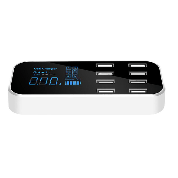 Rask billader 8 porter multi usb lcd skjerm telefonlader 12v batterilader usb hub
