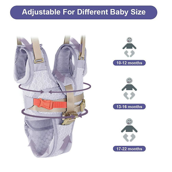 Justerbart Baby Learning Walker-seleholderbælte til 7-24 måneder Grey