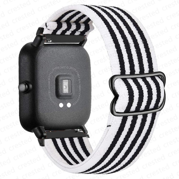 20 mm/22 mm bånd for Amazfit Gts 4//2/2e/3/gts2 Mini/gtr 4/3/pro/gtr2/47 mm/stratos Nylon elastisk klokkearmbånd Amazfit bipsrem 20mm stripe white black