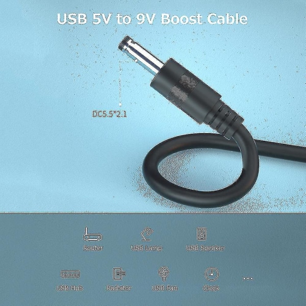 USB Boost-kabel 5v till 12v power USB power USB till likströmskabel Dc 5.5*2.1 power bred kompatibilitet-5v till 9v