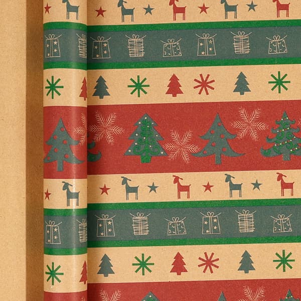 Presentpappersrulle - Julklappspapper Kraftpappersark, 43 Cm X 3M (24)