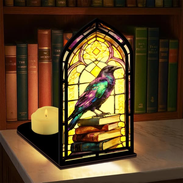 Fantasy bokkrok for bokelskere, med stearinlyslampe Raven 1