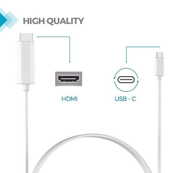 USB-C (3.1) till HDMI (2.0)-adapter, 1,8 m-vit