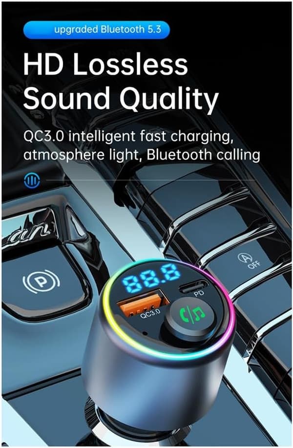 Bilhøjttaler, 5.3 Bluetooth Fm-sender Qc18W Oplader
