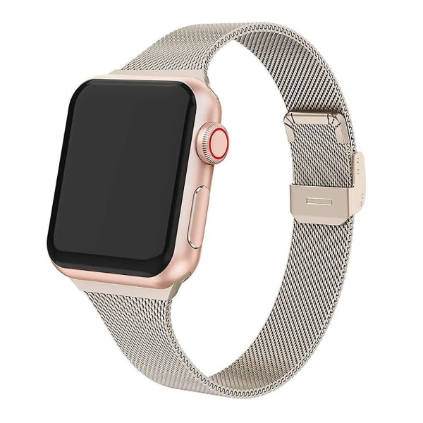 Milanese stropp for Apple Watch 8 7 6 5 4 Se 49 mm 45 mm 41 mm 44 mm 40 mm metall rustfritt stål stropp tilbehør for Iwatch 3 2 42 mm For 42mm 44mm 45mm Champagne Gold