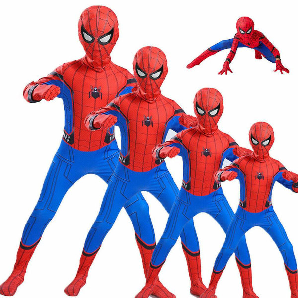 Spider-man Marvel Superhelt Cosplay antrekk Barn Gutt Fancy Dress Festkostyme Red Blue Spiderman 3-4 Years