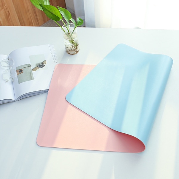 Dubbelsidig Halksäker Musmatta Vattentät PU-Läder Skrivbordsmatta, Lätt att Rengöra Laptop Skrivbordsmatta för Kontorsarbete/Hem 100*50Cm Pink Sky Blue