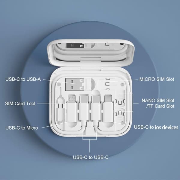 Adapter - Indeholder makeupspejl/USB C-kabel/OTG-adaptere til mobiltelefon (grøn)