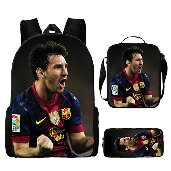 New Arrival Soccer Star Lionel Messi Printed Schoolbag Or Satchel Or Pen Bag Or Three-piece Backpack Students-F 3pcs