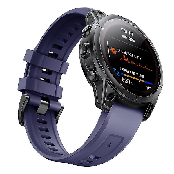 KLB-LWGJ-001 För Garmin Fenix 7 / 7 Pro Remband QuickFit 22mm Silikon Armband Dark Blue
