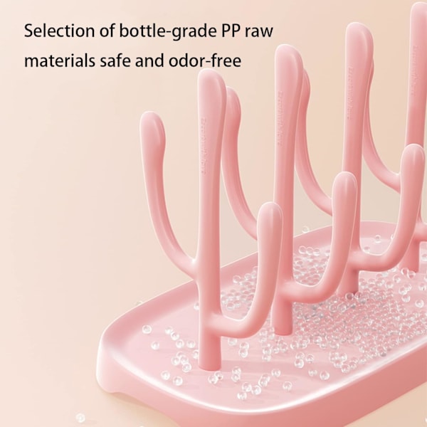 Tørrestativ til sutteflasker, egnet til sutteflaske tilbehør, transportabelt tørrestativ til flasker - Pink