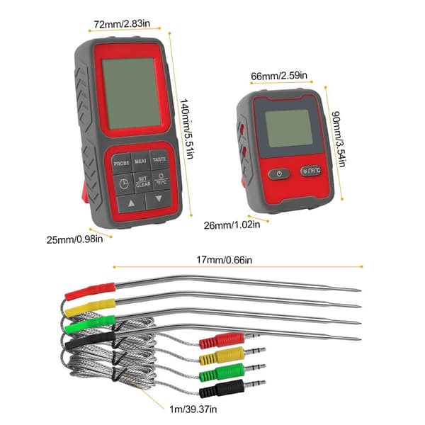 Smart kötttermometer, APP-kontroll med tidslarm med ställbart och hängbart stativ