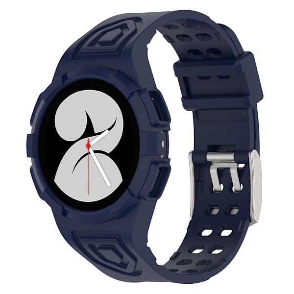 Silikonklokkebånd erstatningsstropp for Samsung Galaxy Watch4 44mm, med integrert klokkeetui Midnight Blue